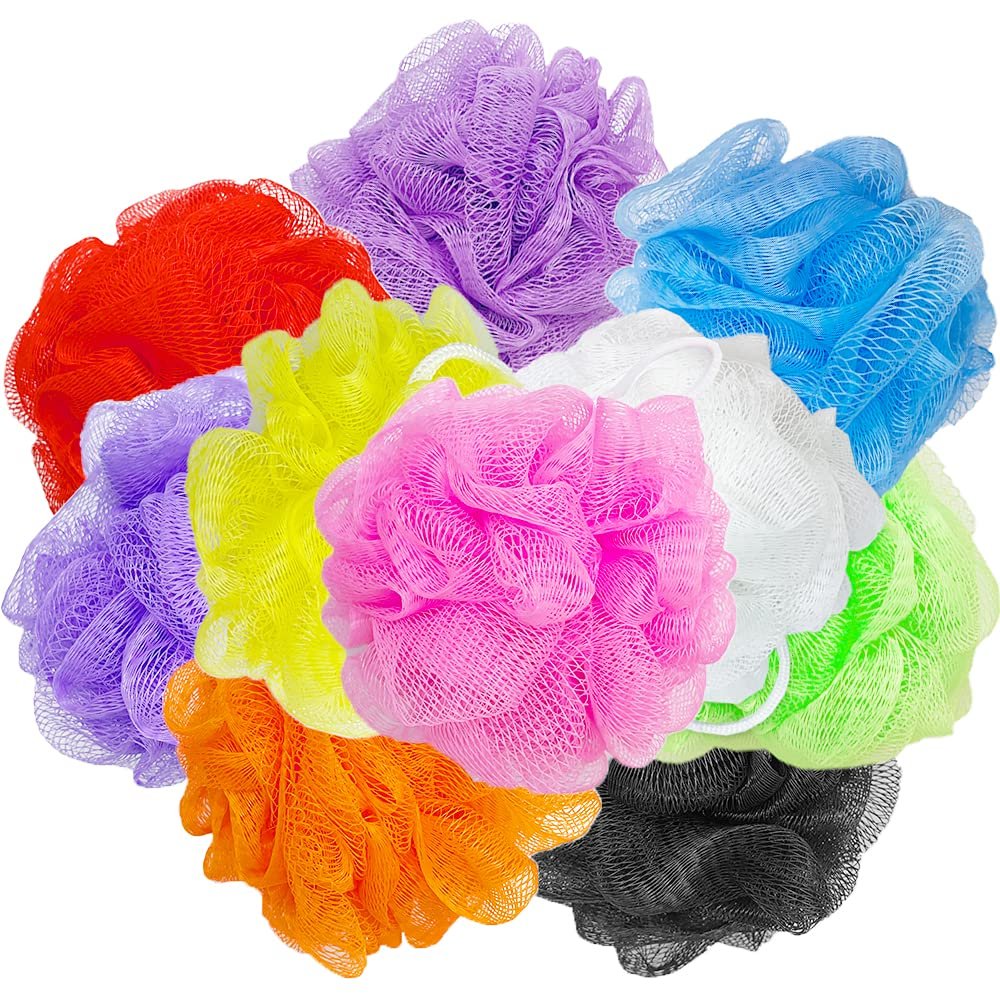 10 Stück Bade-Luffa-Schwämme – Kleine Mesh-Sponge-Poufs für Körperpeeling – Bunt – Für Kinder, Frauen und Männer