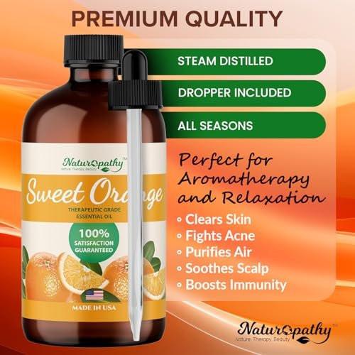 Naturopathy Süßorangen-Ätherisches Öl Therapeutische Qualität Premium Öl mit Glaspipette - Riesige 4 fl. oz - Perfekt für Aromatherapie und Entspannung