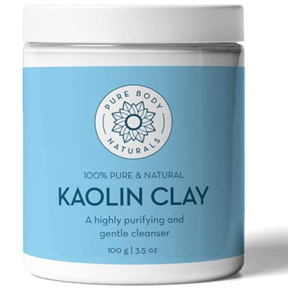 Pure Body Naturals Kaolin-Tonerde-Pulver, 100 g – Perfekt für natürliche DIY-Hautreinigungsmittel, Masken und Peelings