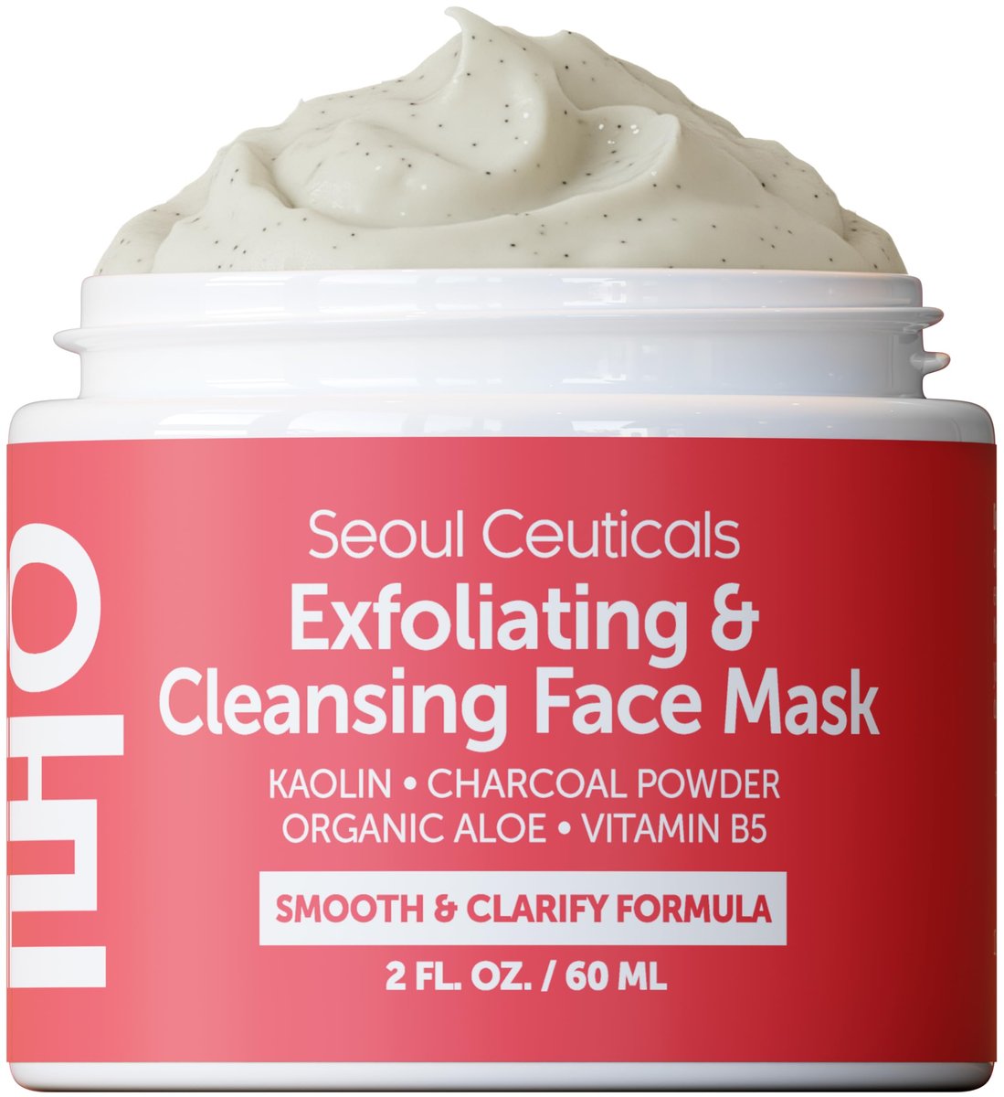 SeoulCeuticals Korean Face Scrub – Peeling-Gesichtsmaske für Glas-Haut mit Kaolin-Ton und Aktivkohle 60 ml
