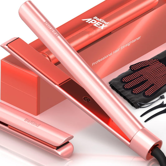 2-in-1 Haarglätter und Lockenstab von BeKind Apex | 1-Zoll-Platte, 460°F, UltraSmooth Technologie, 15s Schnellaufheizung & Temp Memory, Geschenkset für Frauen (Apex Peach)