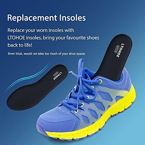 Memory Foam Einlegesohlen für Herren, Ersatz-Schuheinlagen für Arbeitsstiefel, Laufschuhe, Wanderschuhe, Sneaker, Polsternde Schuheinlagen zur Fußschmerzlinderung, Bequeme Innensohlen 8mm Schwarz US 11