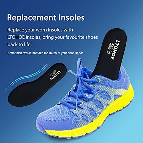 LTOHOE Memory Foam Einlegesohlen für Damen – Ersatz-Schuhinserts für Laufschuhe, Wanderschuhe, Sneaker – Stoßdämpfende Schuheinlagen für Fußschmerzlinderung – Bequeme Innensohlen 8mm Schwarz US 9