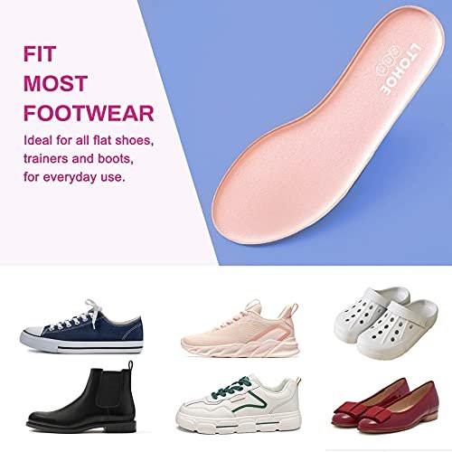 LTOHOE Memory Foam Einlegesohlen für Damen, Ersatz-Schuheinlagen für Laufschuhe, Wanderschuhe, Sneaker, Dämpfende Schuheinlagen Stoßdämpfend bei Fußschmerzen, Bequeme Innensohlen 8mm Pink US 7