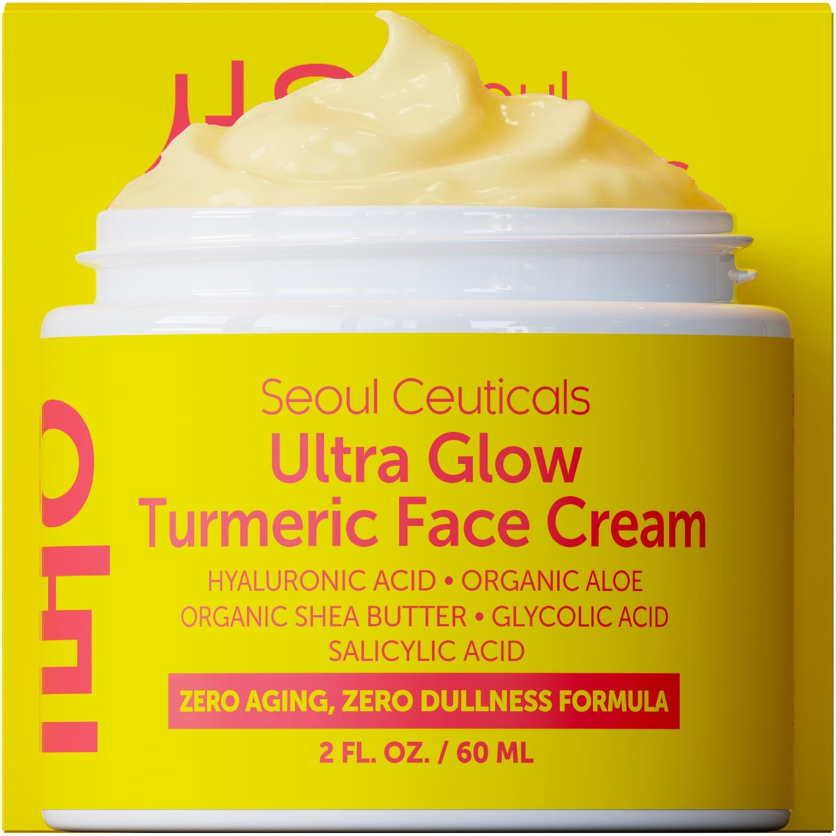 SeoulCeuticals Korean Skin Care Turmeric Cream – Gesichtsfeuchtigkeitscreme für stumpfe, trockene Haut – K-Beauty für Glashaut 60 ml