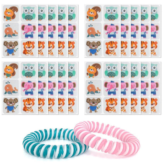 BuggyBands 120er Pack Mückenpflaster Aufkleber für Kinder und Erwachsene – Insektenabwehr-Sticker mit 2 Mückenarmbändern für Outdoor, Camping, Reisen & Sommerlager