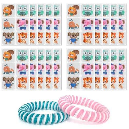 BuggyBands 120er Pack Mückenpflaster Aufkleber für Kinder und Erwachsene – Insektenabwehr-Sticker mit 2 Mückenarmbändern für Outdoor, Camping, Reisen & Sommerlager