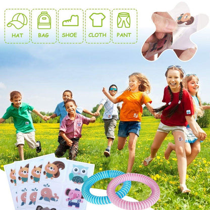 BuggyBands 120er Pack Mückenpflaster Aufkleber für Kinder und Erwachsene – Insektenabwehr-Sticker mit 2 Mückenarmbändern für Outdoor, Camping, Reisen & Sommerlager