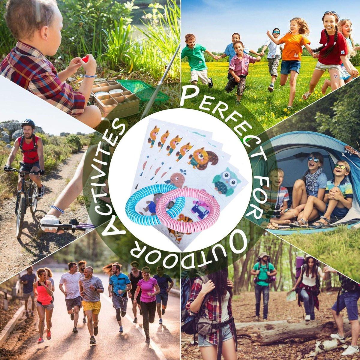BuggyBands 120er Pack Mückenpflaster Aufkleber für Kinder und Erwachsene – Insektenabwehr-Sticker mit 2 Mückenarmbändern für Outdoor, Camping, Reisen & Sommerlager