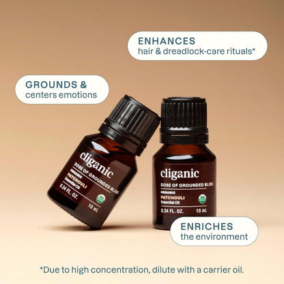 Cliganic Bio-Patschuli-Öl – 100% reines, natürliches, unverdünntes ätherisches Öl für Aromatherapie-Diffuser | Non-GMO zertifiziert