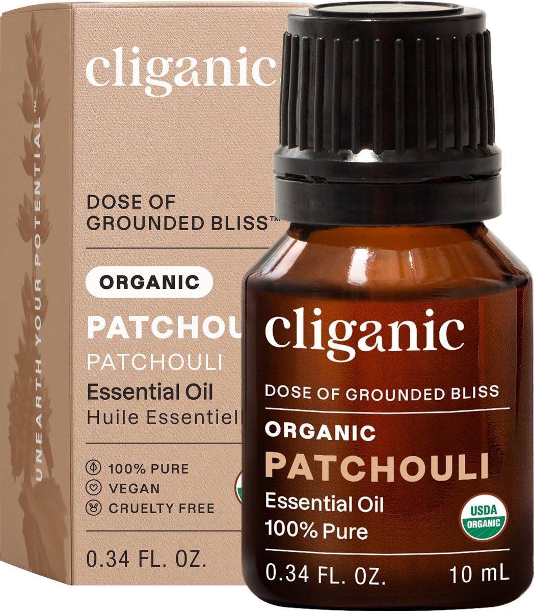 Cliganic Bio-Patschuli-Öl – 100% reines, natürliches, unverdünntes ätherisches Öl für Aromatherapie-Diffuser | Non-GMO zertifiziert