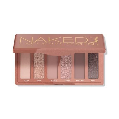 URBAN DECAY Naked 3 Mini Lidschatten-Palette – 6 sanfte Rosé-Nuancen, matt & schimmernd, ultra-verblendbar, bis zu 12 Stunden Halt, Reise-Make-up mit Spiegel