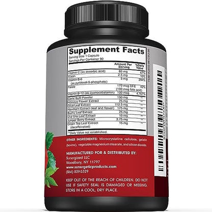 Sunergetic Premium Blutdruck Unterstützung – Herz-Kreislauf-Gesundheit mit Knoblauch, Weißdorn & Hibiskus (90 Kapseln)