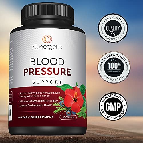 Sunergetic Premium Blutdruck Unterstützung – Herz-Kreislauf-Gesundheit mit Knoblauch, Weißdorn & Hibiskus (90 Kapseln)