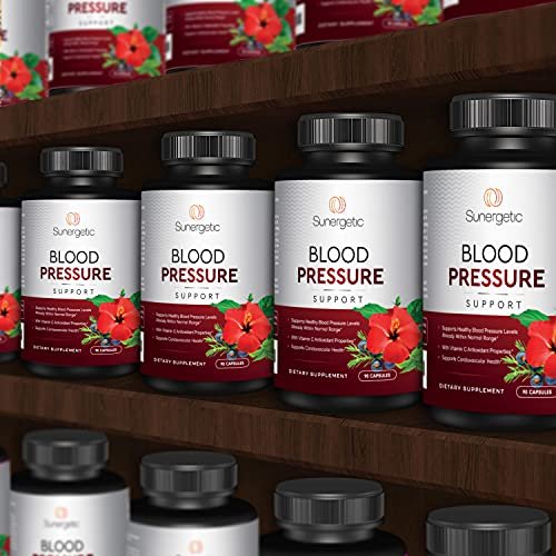 Sunergetic Premium Blutdruck Unterstützung – Herz-Kreislauf-Gesundheit mit Knoblauch, Weißdorn & Hibiskus (90 Kapseln)