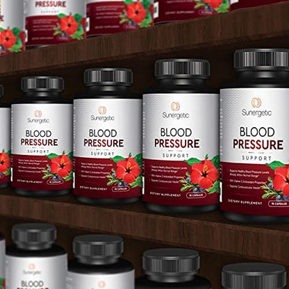 Sunergetic Premium Blutdruck Unterstützung – Herz-Kreislauf-Gesundheit mit Knoblauch, Weißdorn & Hibiskus (90 Kapseln)