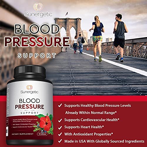 Sunergetic Premium Blutdruck Unterstützung – Herz-Kreislauf-Gesundheit mit Knoblauch, Weißdorn & Hibiskus (90 Kapseln)
