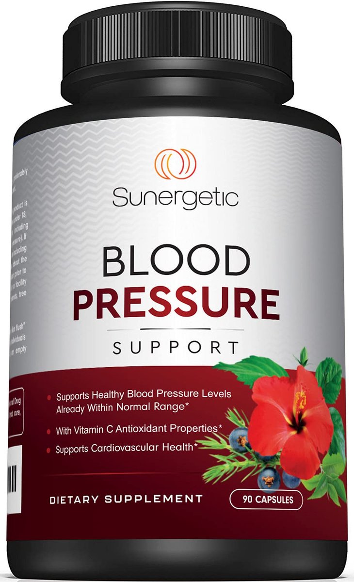 Sunergetic Premium Blutdruck Unterstützung – Herz-Kreislauf-Gesundheit mit Knoblauch, Weißdorn & Hibiskus (90 Kapseln)