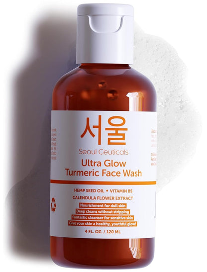 SeoulCeuticals Korean Kurkuma Gesichtsreiniger – Vegan & Tierversuchsfrei, K-Beauty für trockene & empfindliche Haut, 118 ml