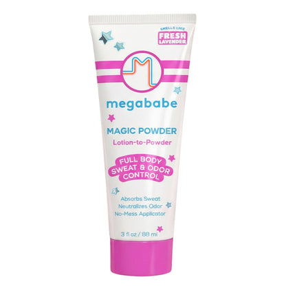 Megababe Magic Powder Stay-Dry Lotion – Schweiß- und geruchsabsorbierende Lotion, aluminiumfrei, talkfrei, 89 ml