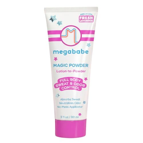 Megababe Magic Powder Stay-Dry Lotion – Schweiß- und geruchsabsorbierende Lotion, aluminiumfrei, talkfrei, 89 ml