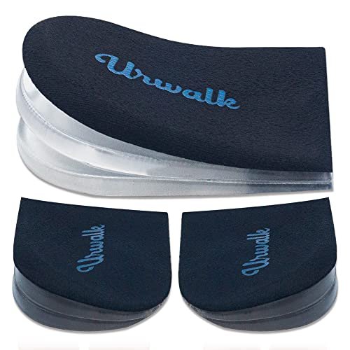 Urwalk 3-lagige verstellbare Korrektur-Einlegesohlen für Supination und Überpronation – Medialer & Lateraler Fersenkeil für Fußausrichtung, Knieschmerzen, O-Beine, Arthrose (Schwarz - Groß)
