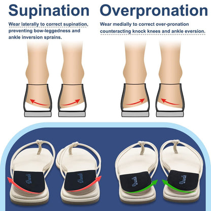 Urwalk 3-lagige verstellbare Korrektur-Einlegesohlen für Supination und Überpronation – Medialer & Lateraler Fersenkeil für Fußausrichtung, Knieschmerzen, O-Beine, Arthrose (Schwarz - Groß)