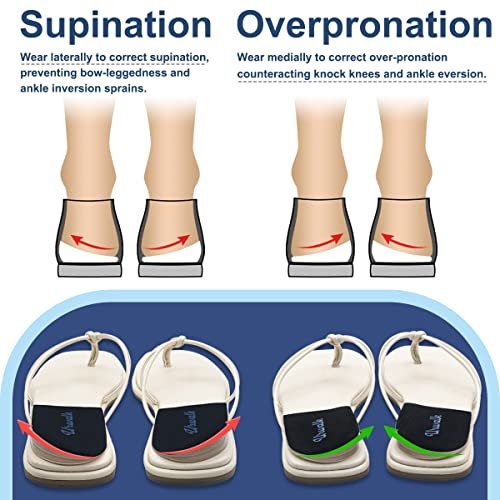 Urwalk 3-lagige verstellbare Korrektur-Einlegesohlen für Supination und Überpronation – Medialer & Lateraler Fersenkeil für Fußausrichtung, Knieschmerzen, O-Beine, Arthrose (Schwarz - Groß)