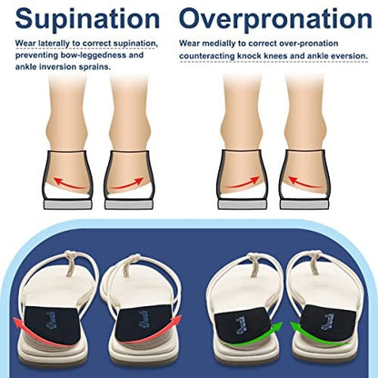 Urwalk 3-lagige verstellbare Korrektur-Einlegesohlen für Supination und Überpronation – Medialer & Lateraler Fersenkeil für Fußausrichtung, Knieschmerzen, O-Beine, Arthrose (Schwarz - Groß)
