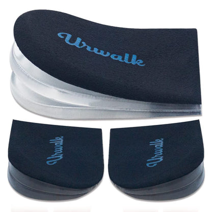 Urwalk 3-lagige verstellbare Korrektur-Einlegesohlen für Supination und Überpronation – Medialer & Lateraler Fersenkeil für Fußausrichtung, Knieschmerzen, O-Beine, Arthrose (Schwarz - Groß)