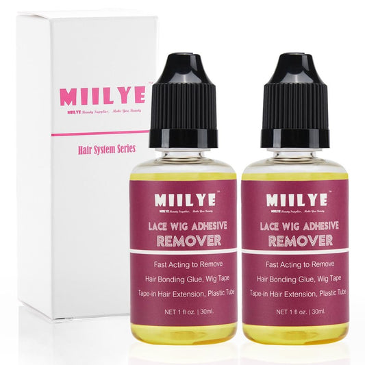 MIILYE Perückenkleber-Entferner x 2 Flaschen, Tape-in-Haarverlängerungs-Entferner | Lösungsmittel für Kleberückstände, Spitzenfront-Perücken, Poly-Haarstücke, Toupet, kosmetische Haarband-Entfernung