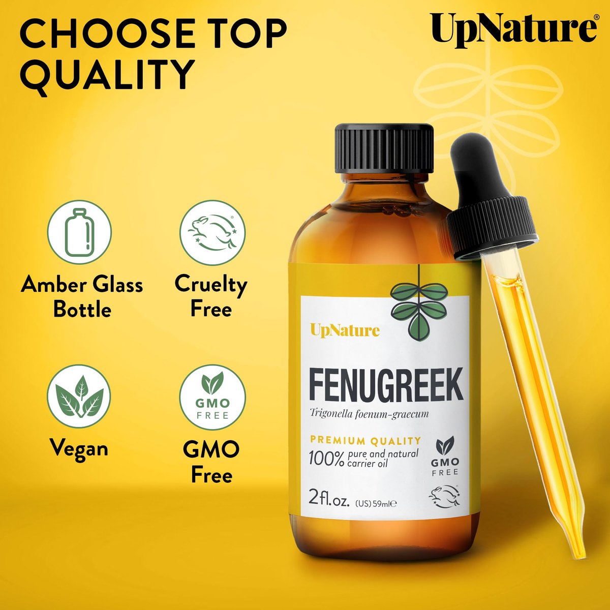UpNature Bockshornklee Öl – 100% reines Bockshornkleesamen-Extrakt ätherisches Öl, 60 ml