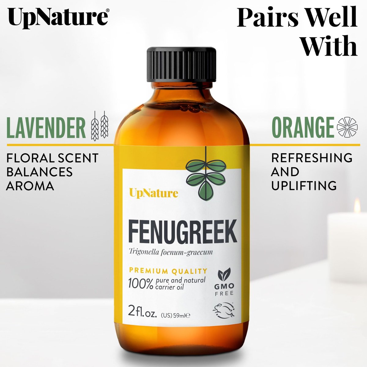 UpNature Bockshornklee Öl – 100% reines Bockshornkleesamen-Extrakt ätherisches Öl, 60 ml