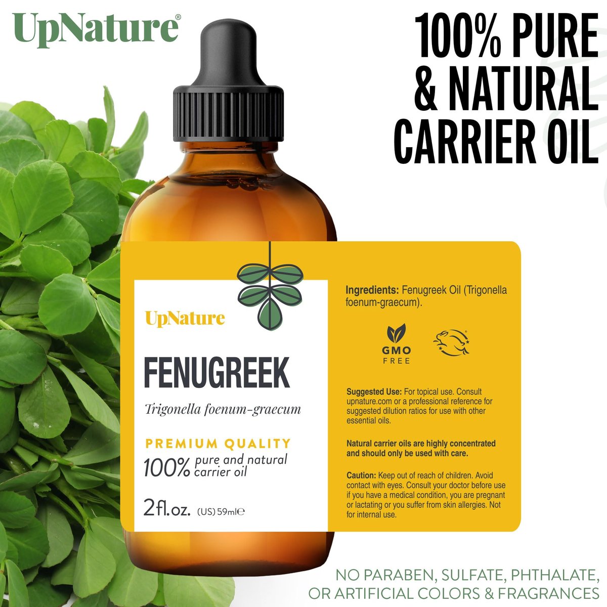 UpNature Bockshornklee Öl – 100% reines Bockshornkleesamen-Extrakt ätherisches Öl, 60 ml