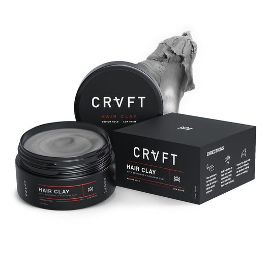 CRVFT Haar Clay 2oz | Mittlerer Halt/Null Glanz Matt Finish | Volumen & Textur für kurze & mittlere Styles | Nachformbar | Hochdichte Clay-Basis, Stylisten empfohlen [Ungetönt]