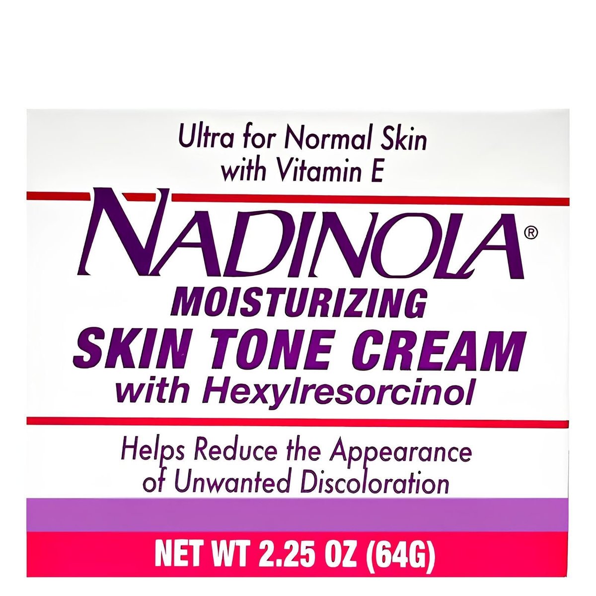 Nadinola Feuchtigkeitsspendende Hautton-Creme mit Vitamin E und Hexylresorcinol – Reduziert unerwünschte Verfärbungen, 2,25 Unzen