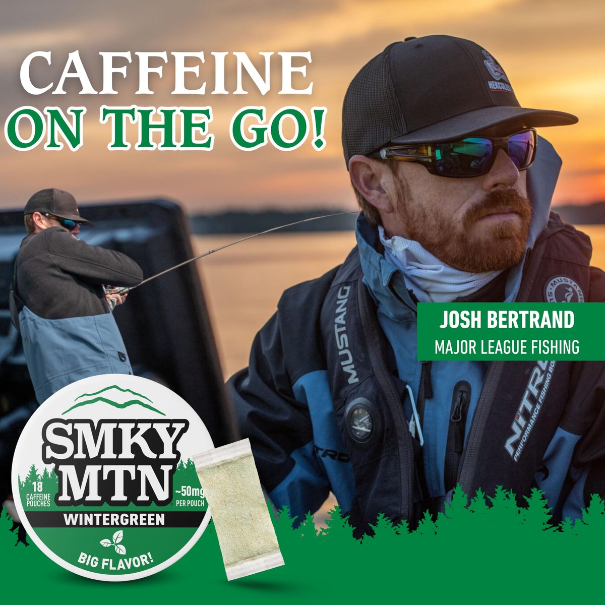 SMOKEY MOUNTAIN Koffeinhaltige Beutel – Wintergreen – Tabak- und Nikotinfrei – 5-Dosen-Box – 15 Beutel pro Dose