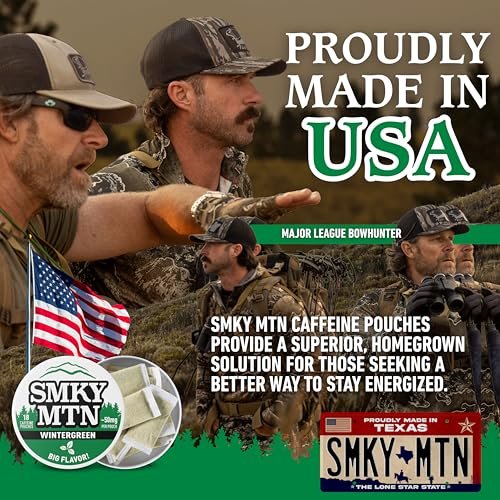SMOKEY MOUNTAIN Koffeinhaltige Beutel – Wintergreen – Tabak- und Nikotinfrei – 5-Dosen-Box – 15 Beutel pro Dose