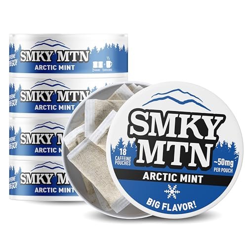 Smokey Mountain Arctic Mint Koffeinhaltige Beutel – Tabakfrei & Nikotinfrei – 5er Pack – 15 Beutel pro Dose