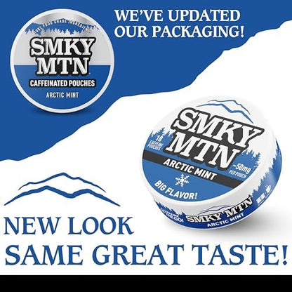 Smokey Mountain Arctic Mint Koffeinhaltige Beutel – Tabakfrei & Nikotinfrei – 5er Pack – 15 Beutel pro Dose