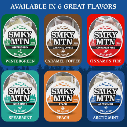 Smokey Mountain Arctic Mint Koffeinhaltige Beutel – Tabakfrei & Nikotinfrei – 5er Pack – 15 Beutel pro Dose
