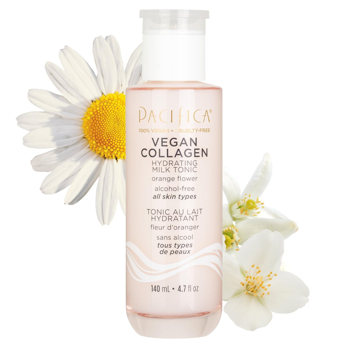 Pacifica Vegan Collagen Hydrating Milk Tonic – Alkoholfreier Milch-Toner & Essence mit Hyaluronsäure, Kamille & Jasmin für alle Hauttypen – Vegan & dermatologisch getestet