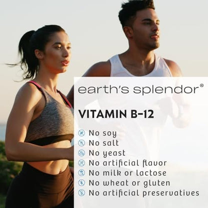 Earth's Splendor Energiepräparate mit Vitamin B12, ohne künstliche Farb- oder Geschmacksstoffe, glutenfrei, Unterstützung des Energiestoffwechsels (1000 µg, 200 Tabletten)
