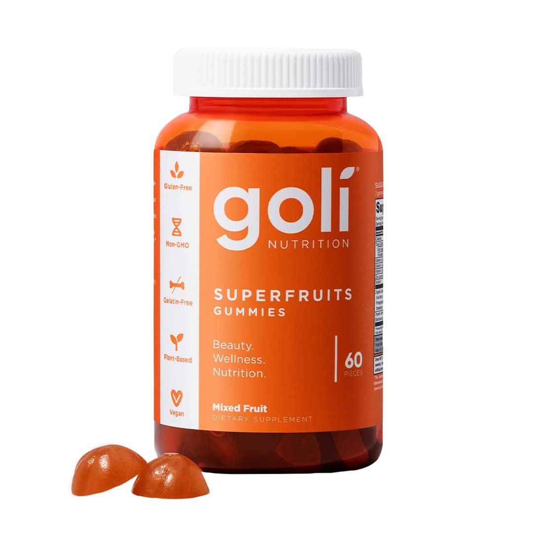 Goli Superfruits Beauty Gummies mit Bambus-Silizium – Vitamine A, C, E, Zink – Kollagen-Unterstützung mit Superfrucht-Mischung – Vegan, Non-GMO, Glutenfrei