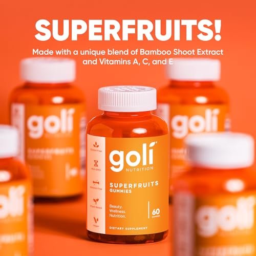 Goli Superfruits Beauty Gummies mit Bambus-Silizium – Vitamine A, C, E, Zink – Kollagen-Unterstützung mit Superfrucht-Mischung – Vegan, Non-GMO, Glutenfrei