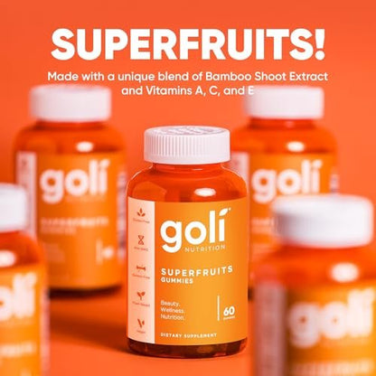 Goli Superfruits Beauty Gummies mit Bambus-Silizium – Vitamine A, C, E, Zink – Kollagen-Unterstützung mit Superfrucht-Mischung – Vegan, Non-GMO, Glutenfrei