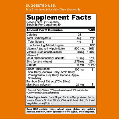 Goli Superfruits Beauty Gummies mit Bambus-Silizium – Vitamine A, C, E, Zink – Kollagen-Unterstützung mit Superfrucht-Mischung – Vegan, Non-GMO, Glutenfrei