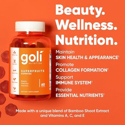 Goli Superfruits Beauty Gummies mit Bambus-Silizium – Vitamine A, C, E, Zink – Kollagen-Unterstützung mit Superfrucht-Mischung – Vegan, Non-GMO, Glutenfrei