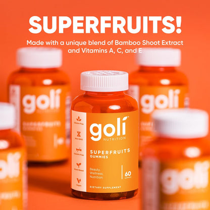 Goli Superfruits Beauty Gummies mit Bambus-Silizium – Vitamine A, C, E, Zink – Kollagen-Unterstützung mit Superfrucht-Mischung – Vegan, Non-GMO, Glutenfrei