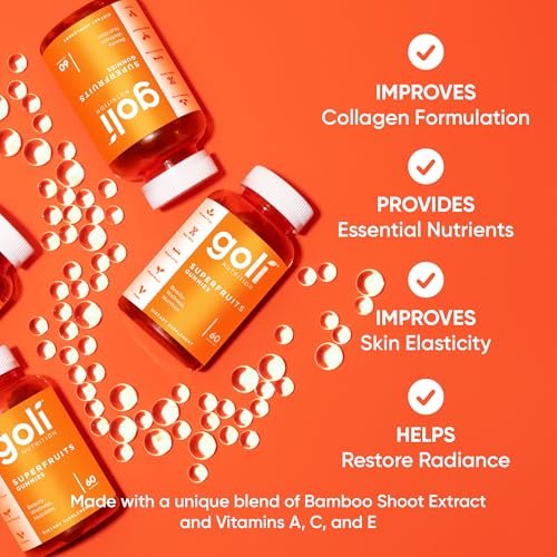 Goli Superfruits Beauty Gummies mit Bambus-Silizium – Vitamine A, C, E, Zink – Kollagen-Unterstützung mit Superfrucht-Mischung – Vegan, Non-GMO, Glutenfrei